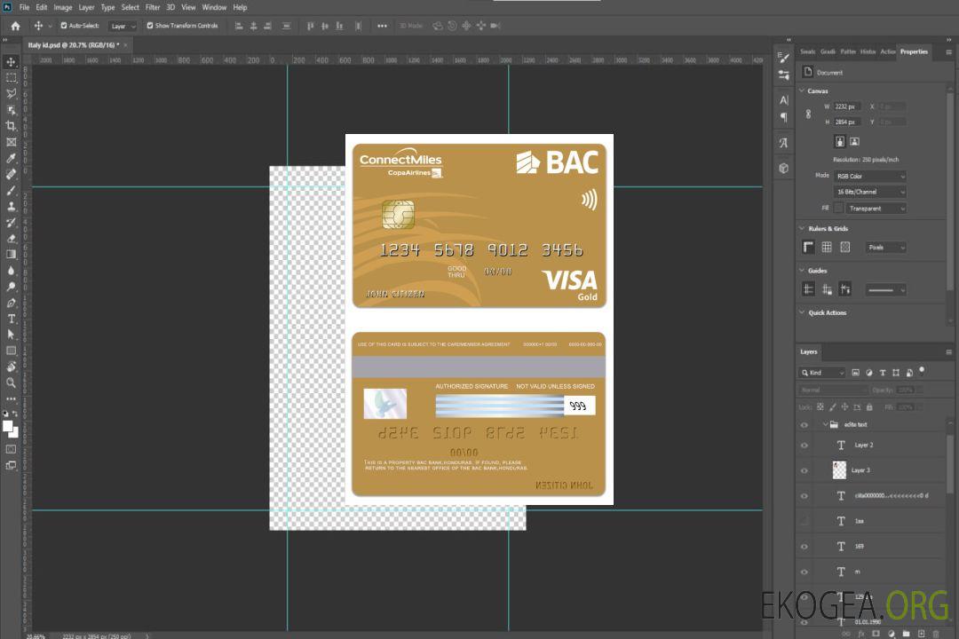 Carte Visa Gold de la Banque BAC du Honduras template Carte Visa Gold de la Banque BAC du Honduras template